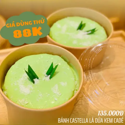 Bánh Castella Lá Dứa Kem Cadé